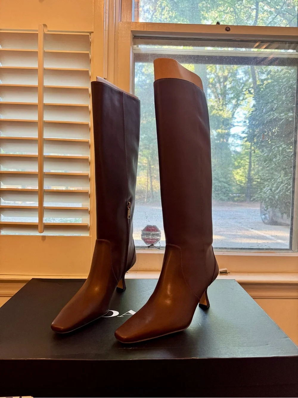 Coach Sculpted C Tall Dark Brown Leather Over-the-Knee Boots with Gold Accent